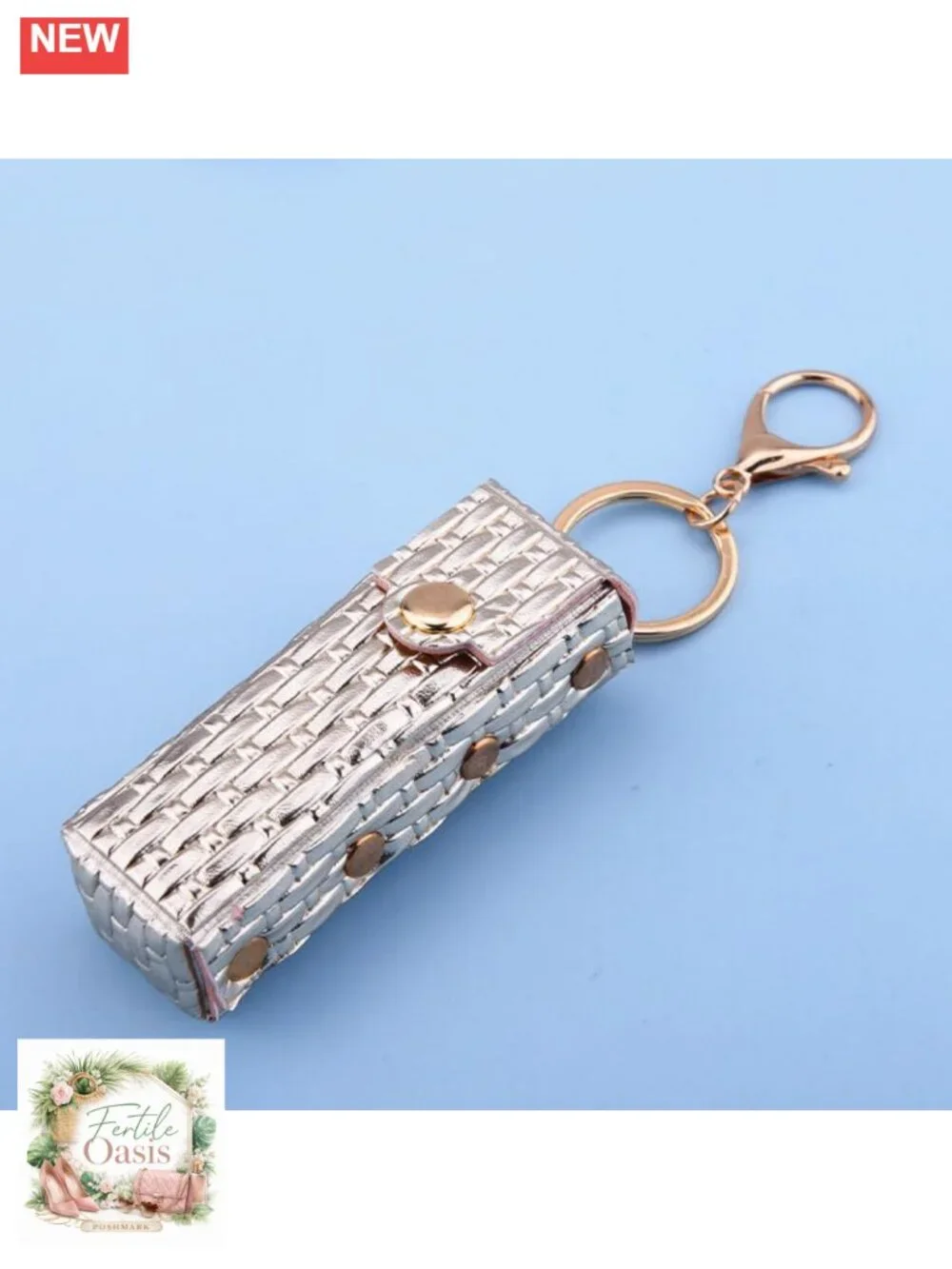 Stainless Steel Lipstick Holder Keychain Organizer for Purse Bag Charm